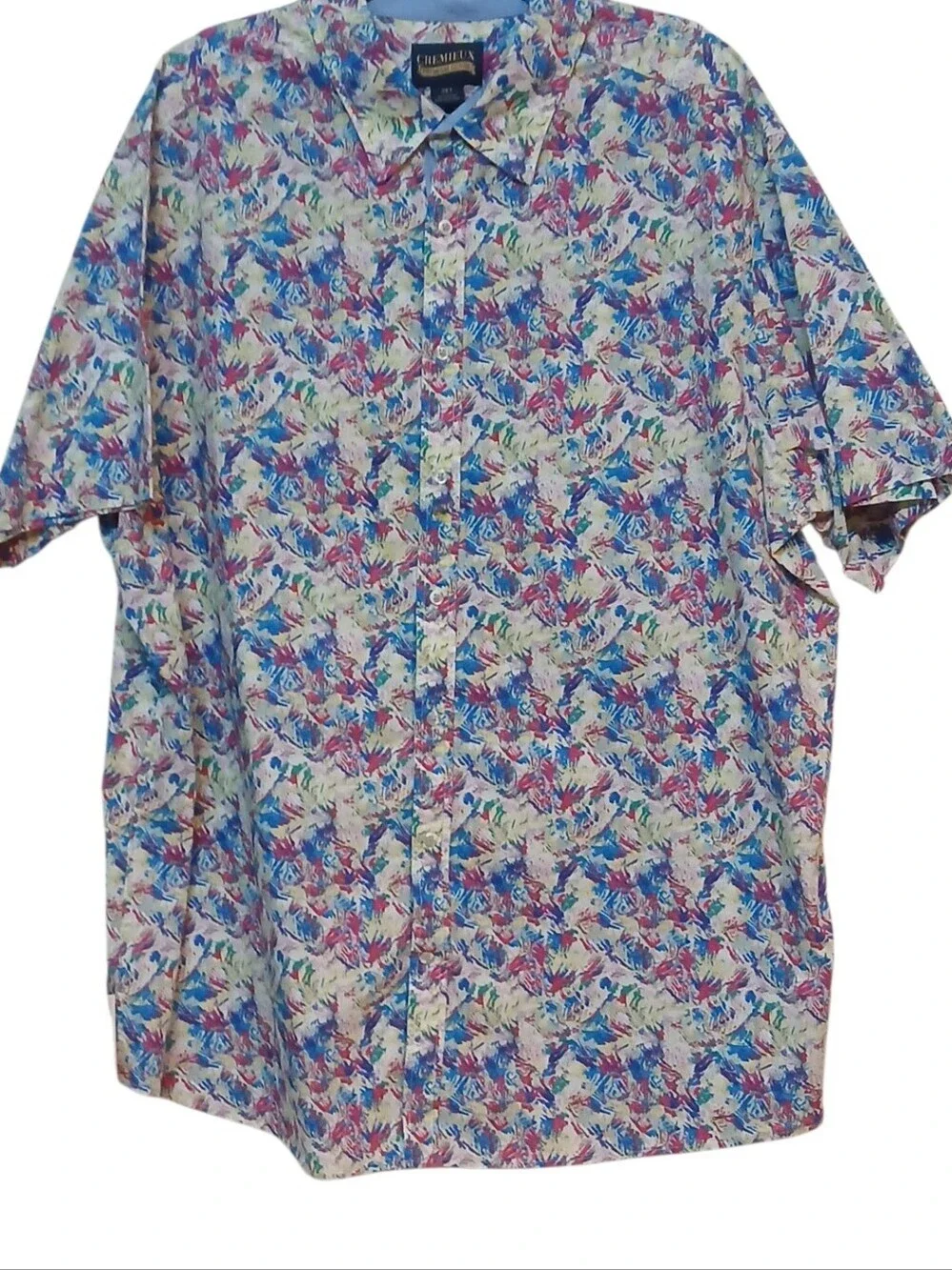 Cremieux- NWOT Premium Denim Abstract Shirt, Short Sleeves,Size 3XT, 100% Cotton